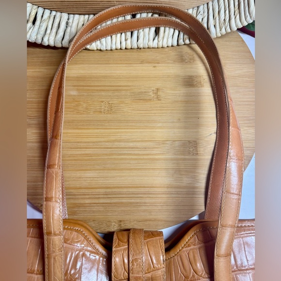Brighton Leather & Croc Embossed Western Bucket Shoulder Bag
